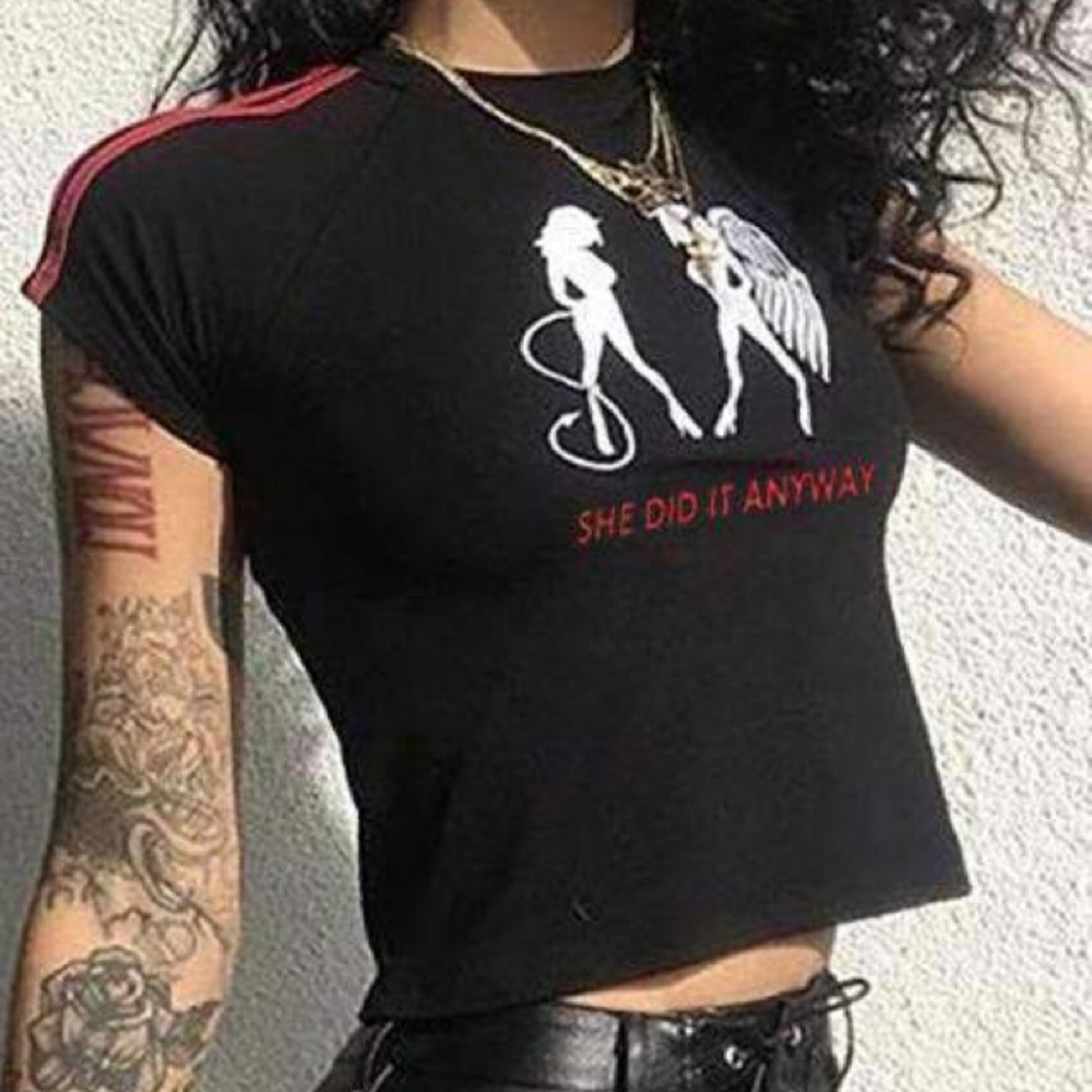 devil/angel cropped shirt❕NWOT
